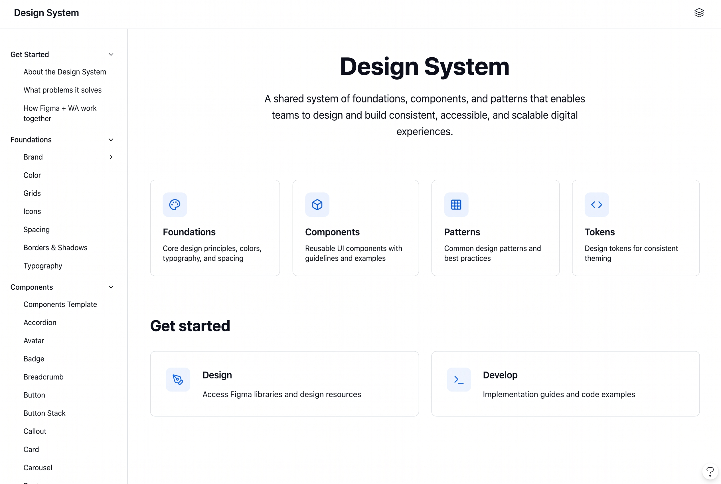 The design system site creates a shared source of truth for foundations, components, patterns, tokens, and implementation guidance across Design and Engineering.